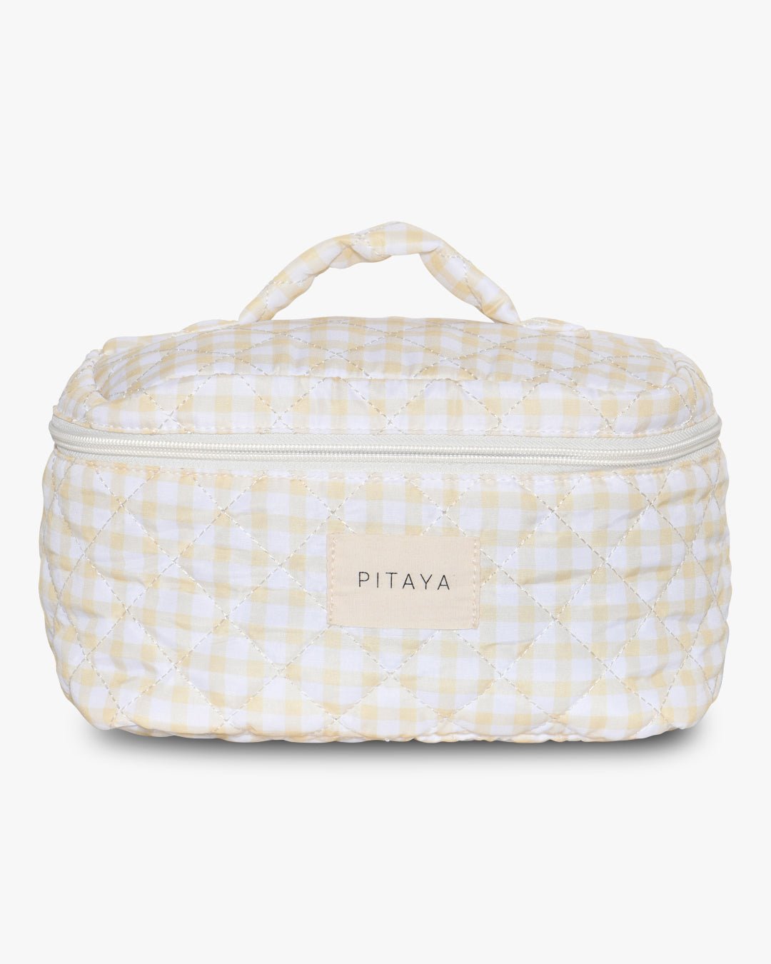 Large Makeup Bag - Yellow Check