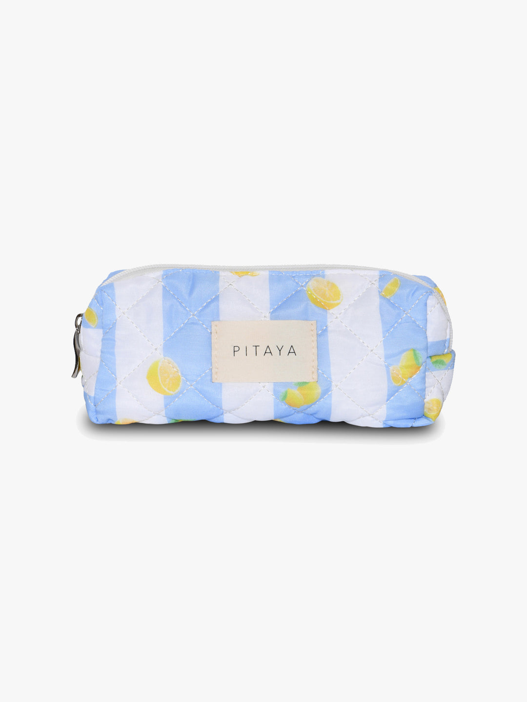 Small Makeup Bag - Blue Stripes Lemon