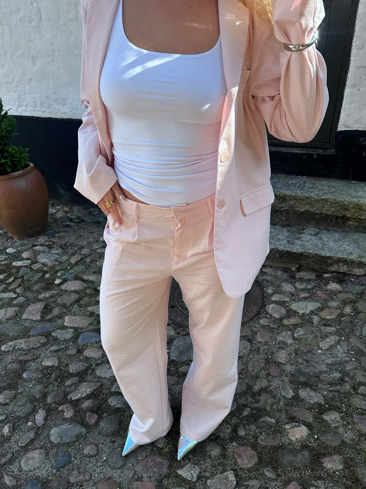 Preloved Line Linen Pants - Light Pink