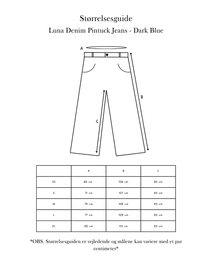 Luna Denim Pintuck Jeans - Dark Blue