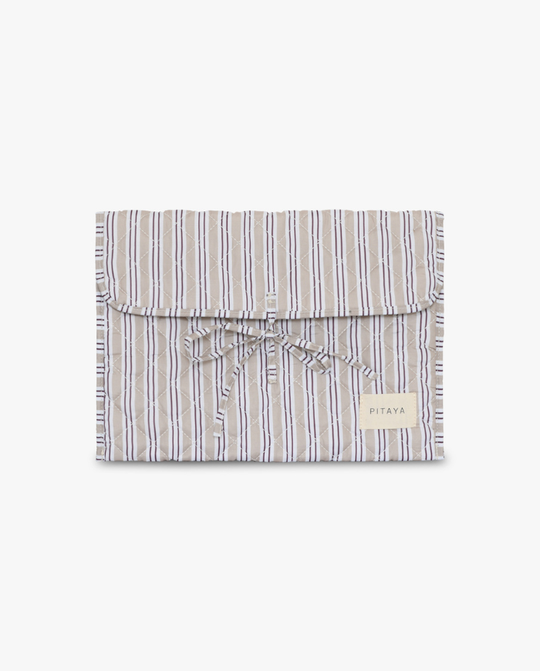 Mira Bow Computer Sleeve - Dark Beige Double Stripe