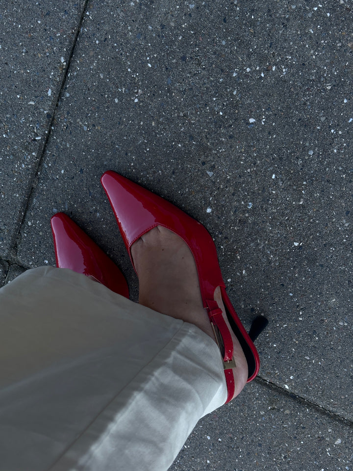 Aya Low Heel Pumps - Red