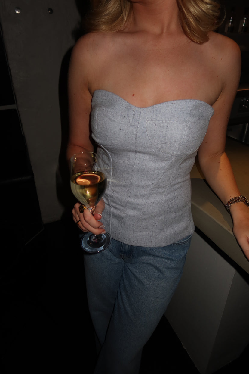 Cirkeline Bandeau Top - Light Blue Melange