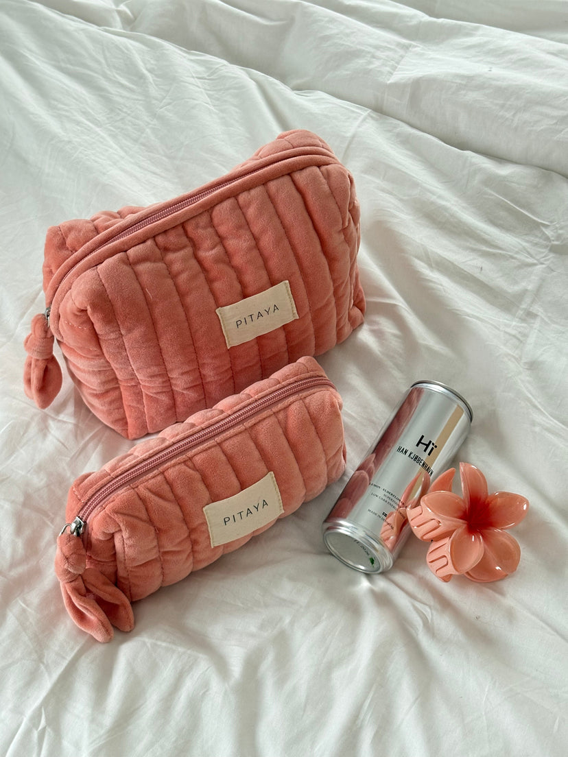 Preloved Velvet Makeup Bag Small - Dusty Coral