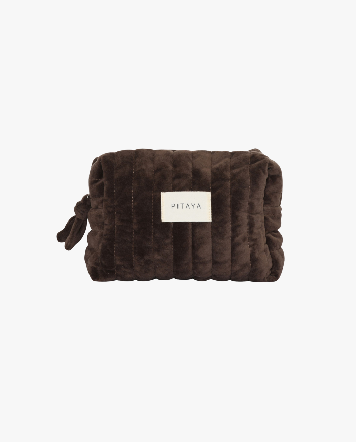 Velvet Makeup Bag Medium - Dark Brown