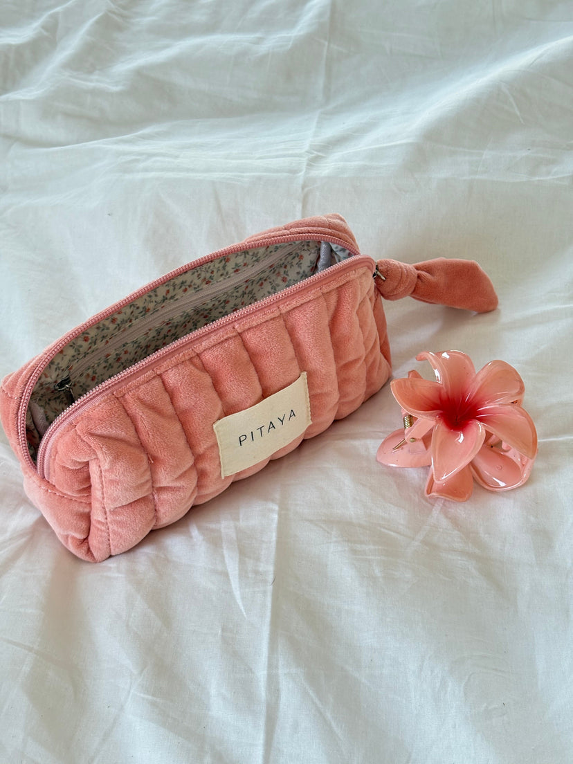 Preloved Velvet Makeup Bag Small - Dusty Coral