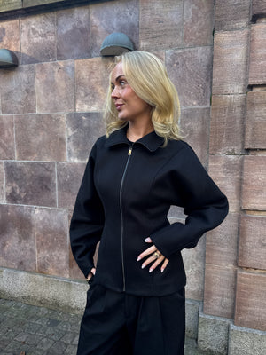 Paula Waisted Zip Jacket - Black