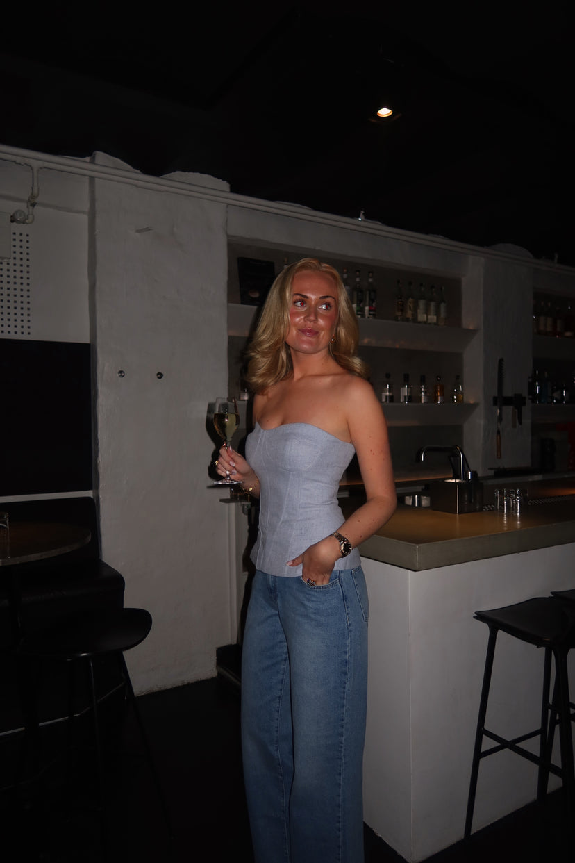 Cirkeline Bandeau Top - Light Blue Melange