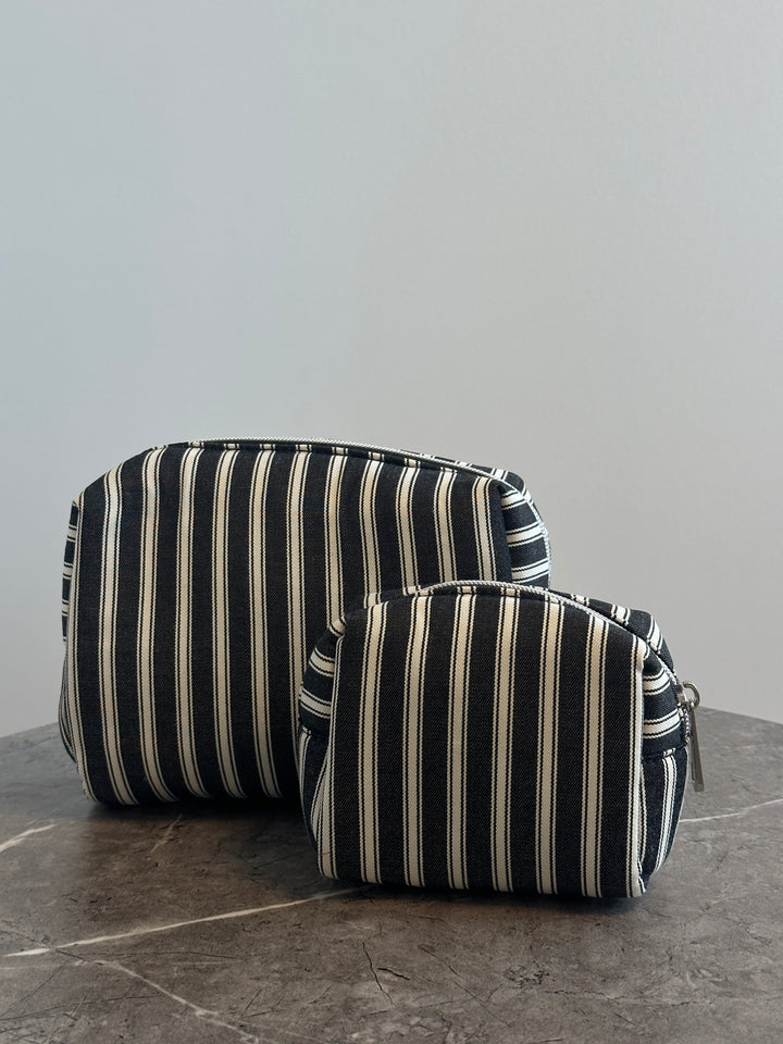 Tea Makeup Bag - Black Stripes