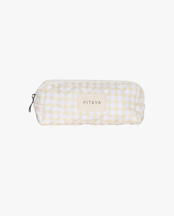 Small Makeup Bag - Yellow Check