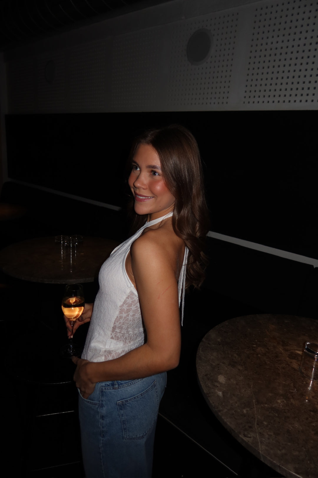 Odine Lace Cross Neck Top - White