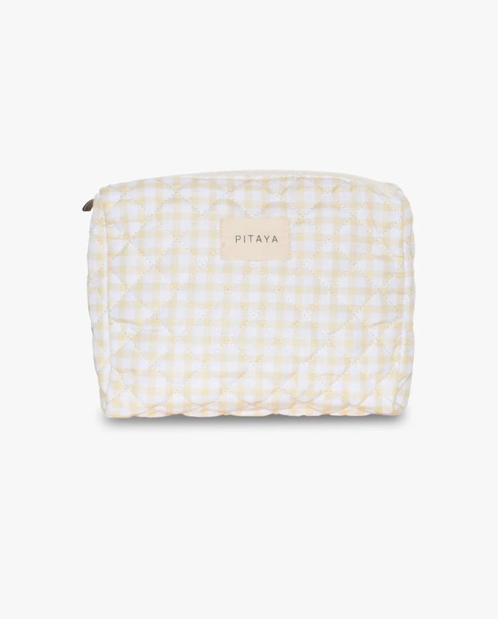 Medium Makeup Bag - Yellow Check