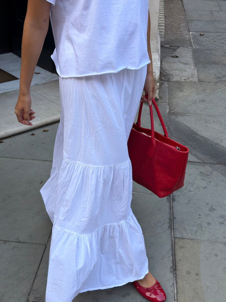 Kira Flowy Maxi Skirt - White