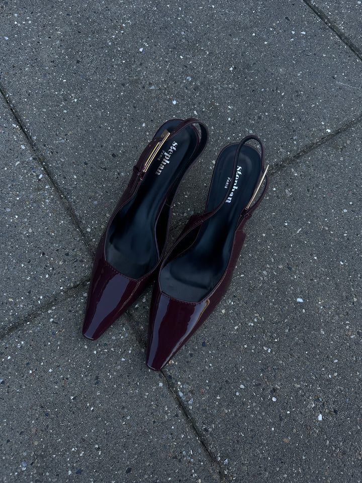 Aya Low Heel Pumps - Burgundy