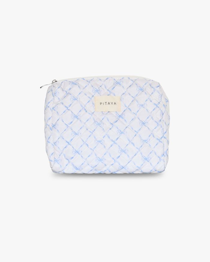 Medium Makeup Bag - Blue Bow Check