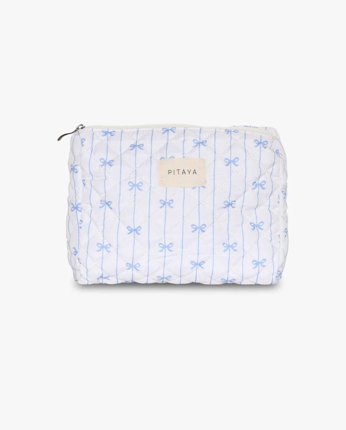 Medium Makeup Bag - Blue Bow