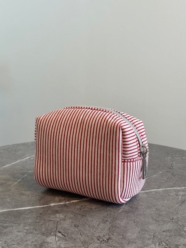 Tea Makeup Bag - Red Stripes