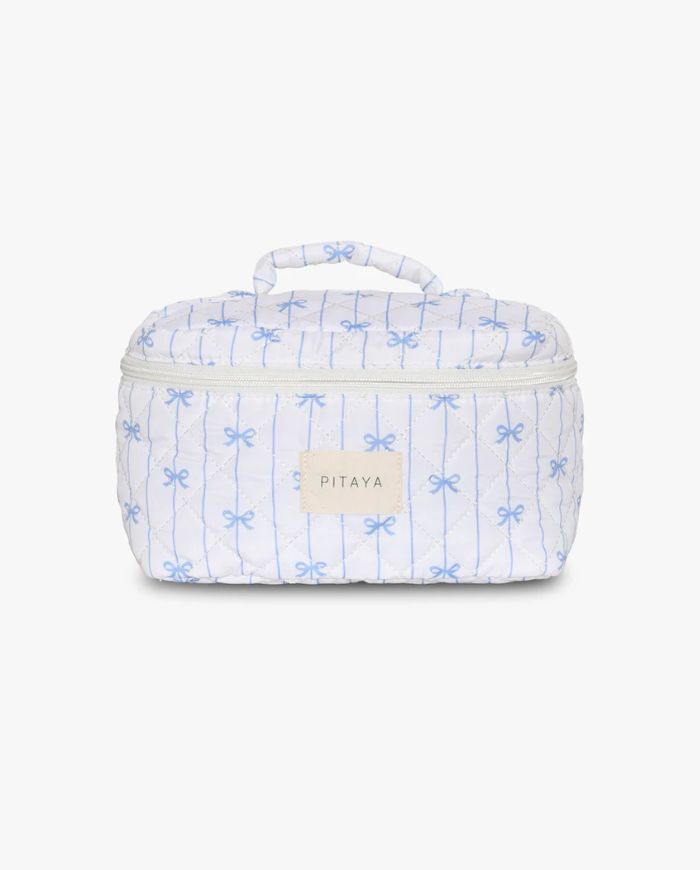 Large Makeup Bag - Blue Bow