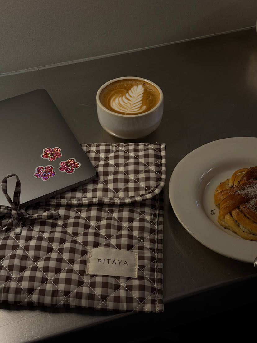 Mira Bow Computer Sleeve - Espresso Brown Check