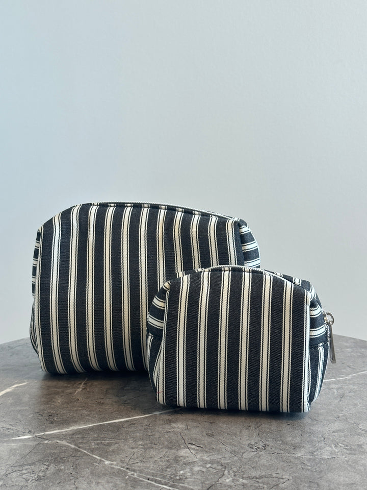 Hannah Makeup Bag - Black Stripes