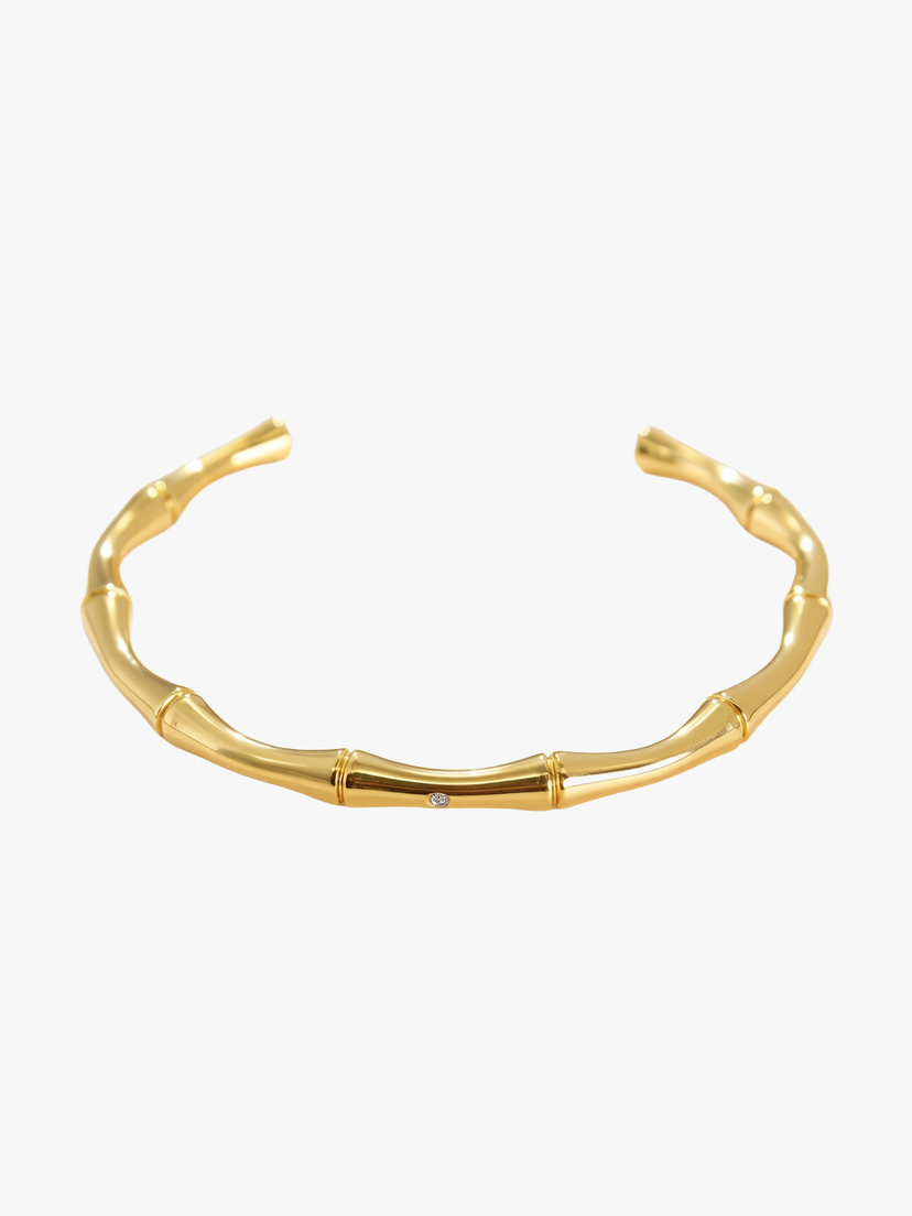 Mona Bamboo Bangle - Gold Plated