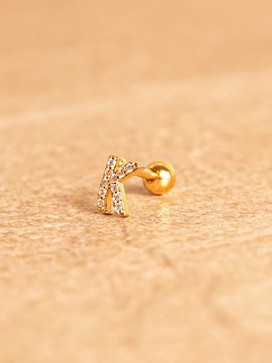 Letter Mini Earring - Gold