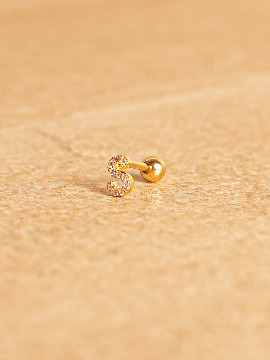 Letter Mini Earring - Gold