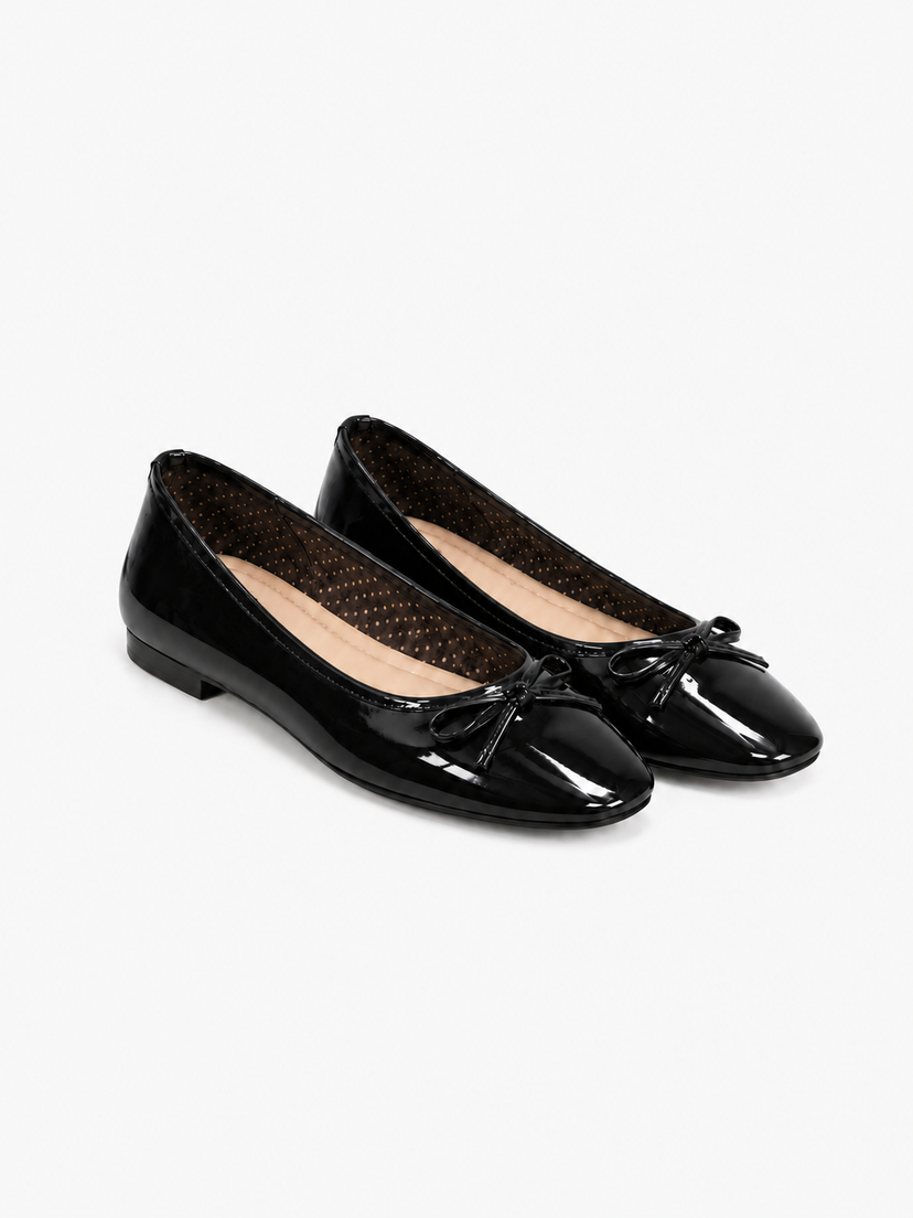 Dora Bow Ballerina - Shiny Black