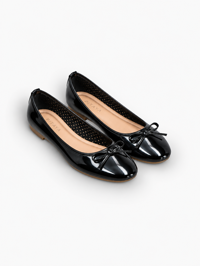 Dora Bow Ballerina - Shiny Black