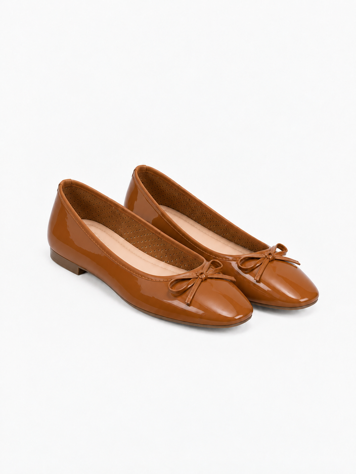 Dora Bow Ballerina - Shiny Camel