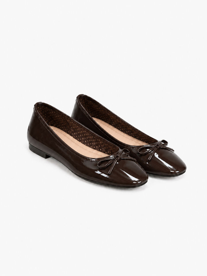 Dora Bow Ballerina - Shiny Dark Brown