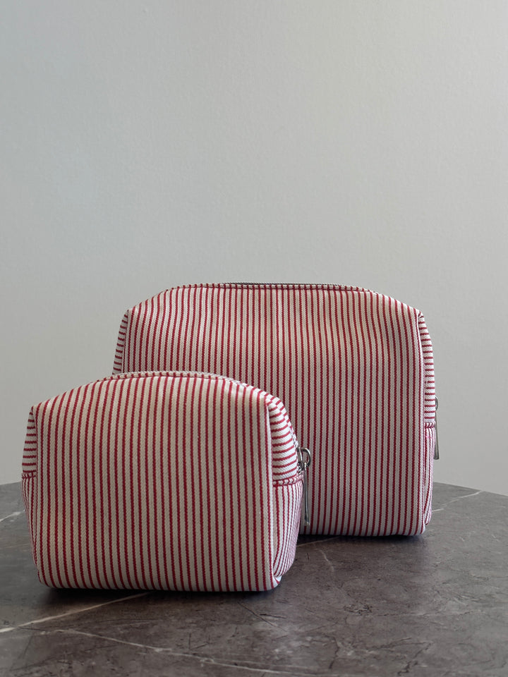 Hannah Makeup Bag - Red Stripes