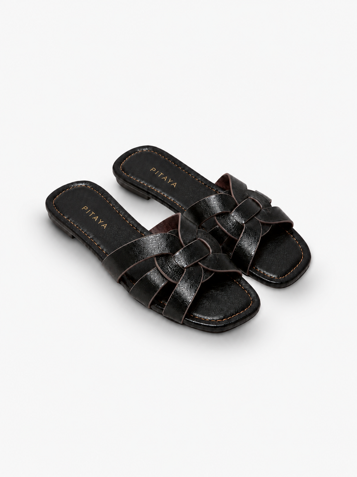 Elly Strap Flats - Dark Brown