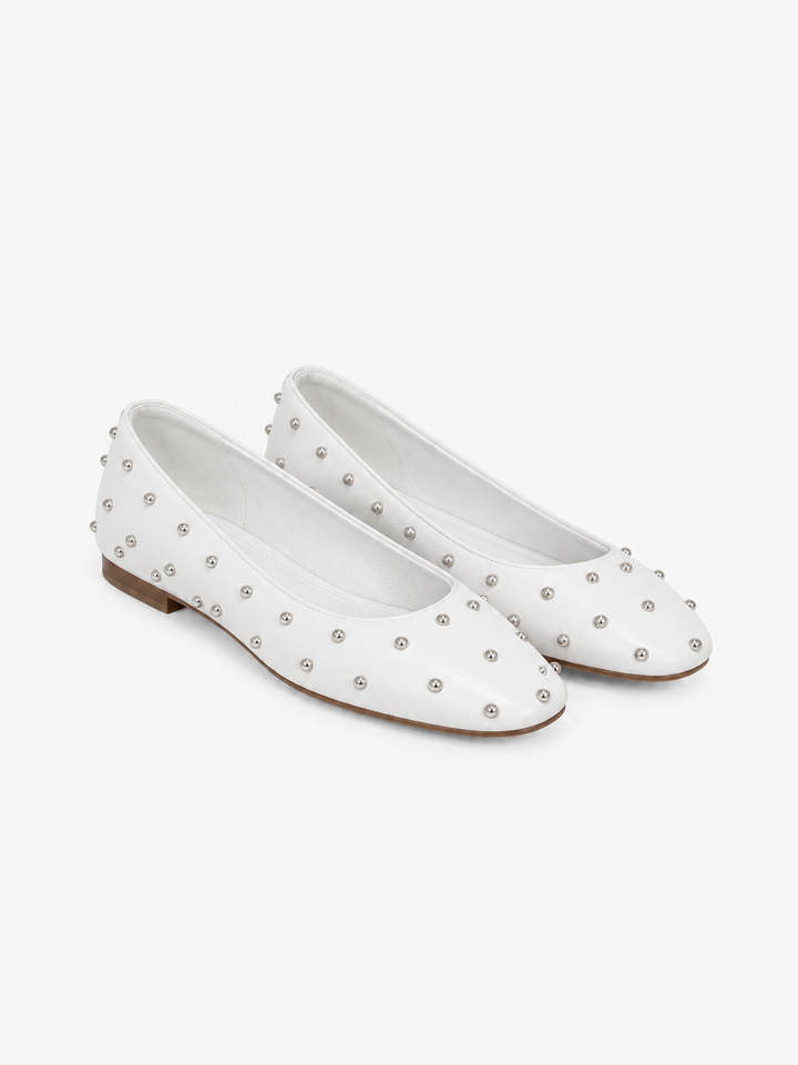 Emma Stud Ballerina - Beige