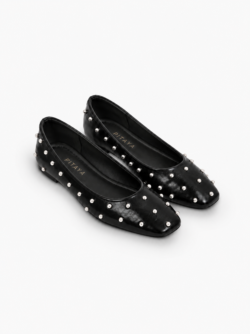 Emma Stud Ballerina - Black