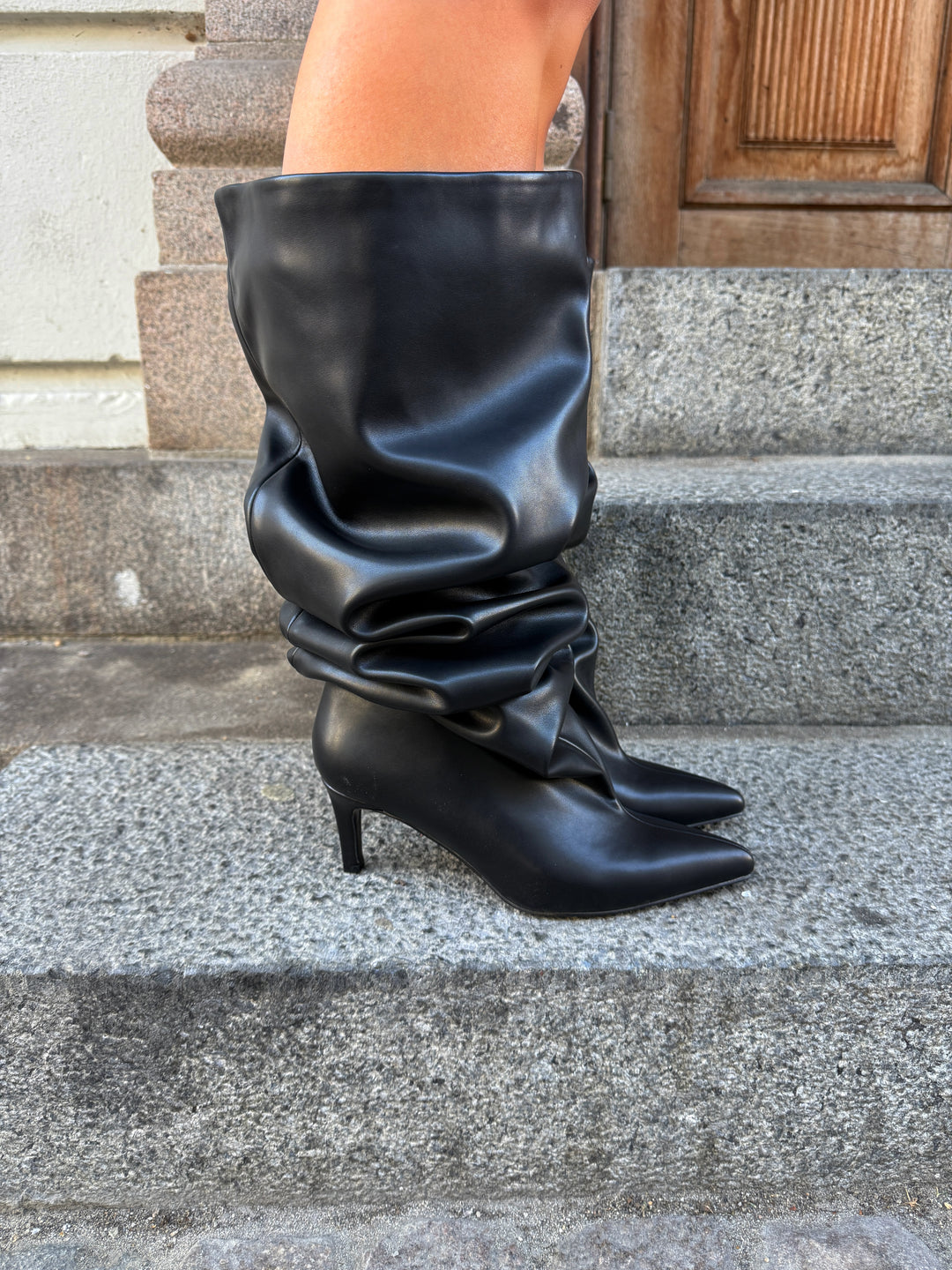Alberte Faux Leather Boots - Black