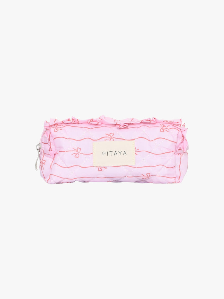 Frill Makeup Bag Small - Pink/Red Bows