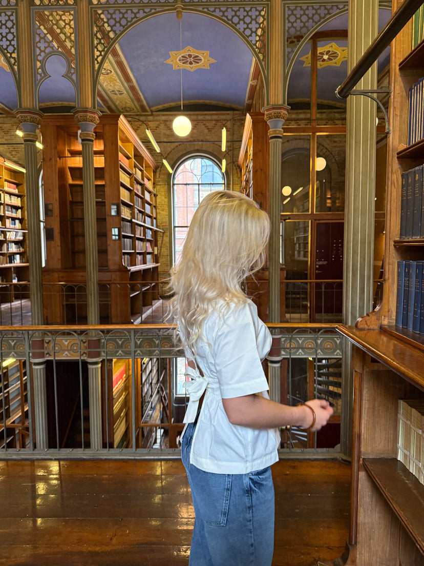 Stephanie Back Bow Top - White