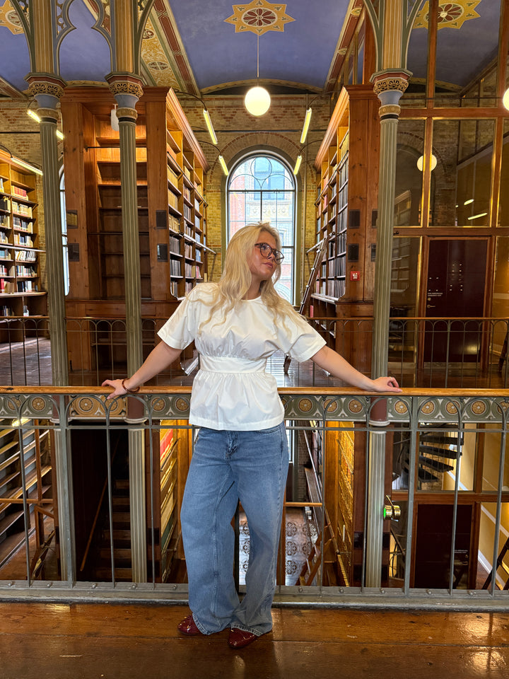 Stephanie Back Bow Top - White