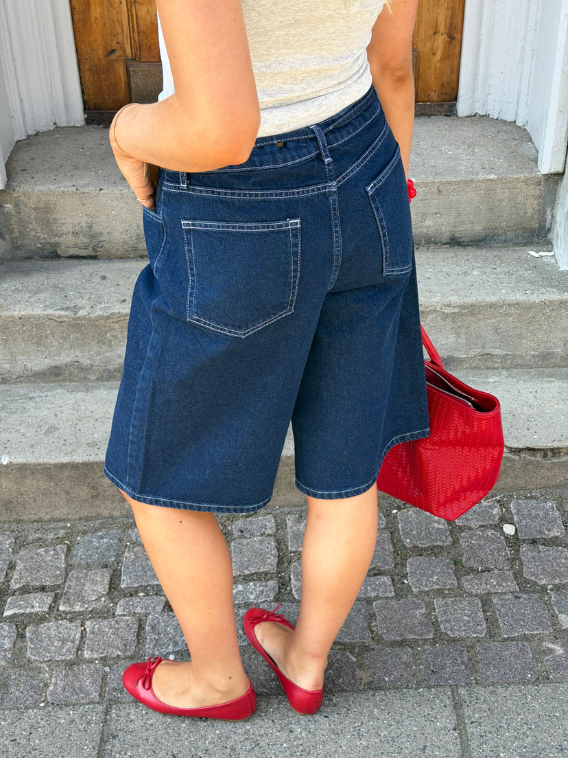 Lana Denim Belt Jorts - Navy Blue