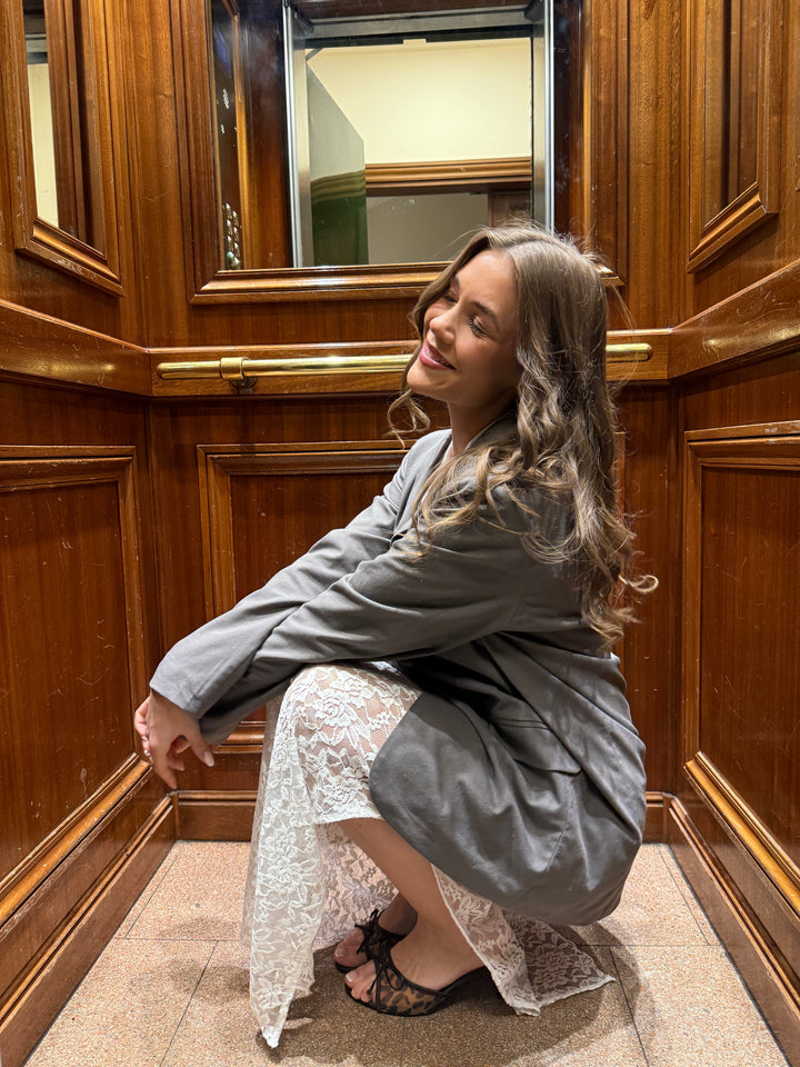 Line Linen Blazer - Dark Grey