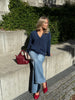 Frida Loose Fit Knit Cardigan - Dark Blue