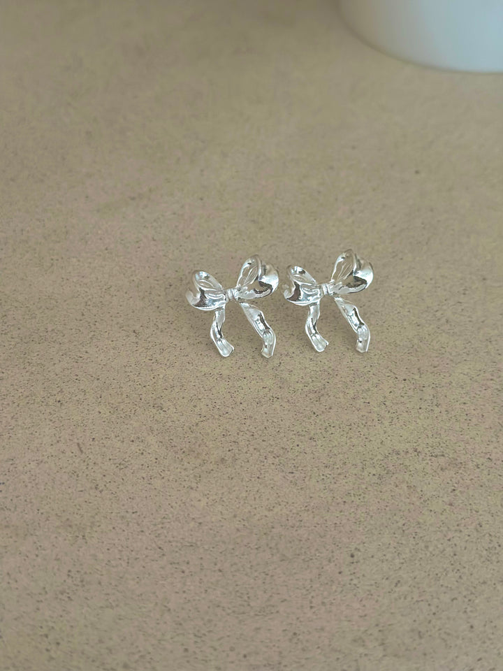 Caro Bow Earrings - Silver Plated