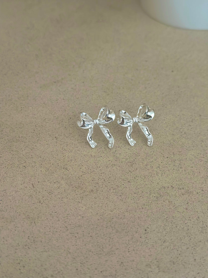 Caro Bow Earrings - Silver Plated