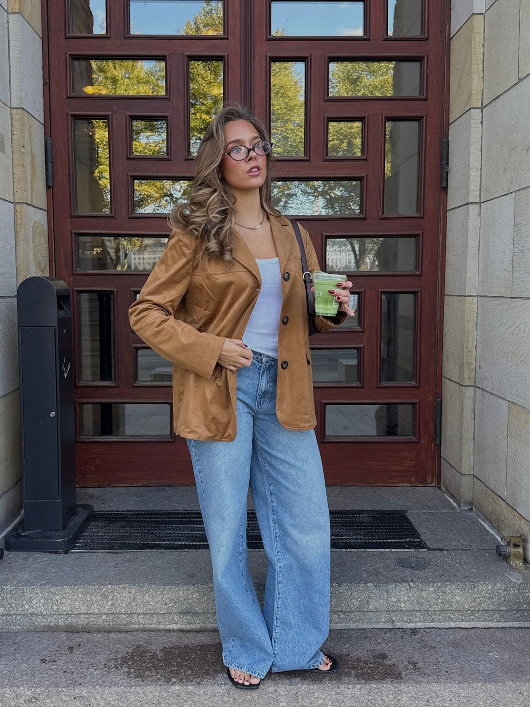 Agnes Faux Suede Blazer - Cognac Brown