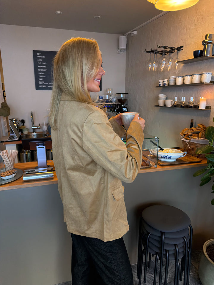 Agnes Faux Suede Blazer - Taupe