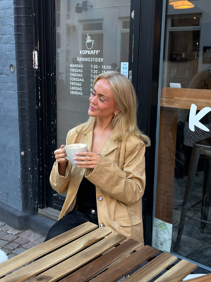 Agnes Faux Suede Blazer - Taupe