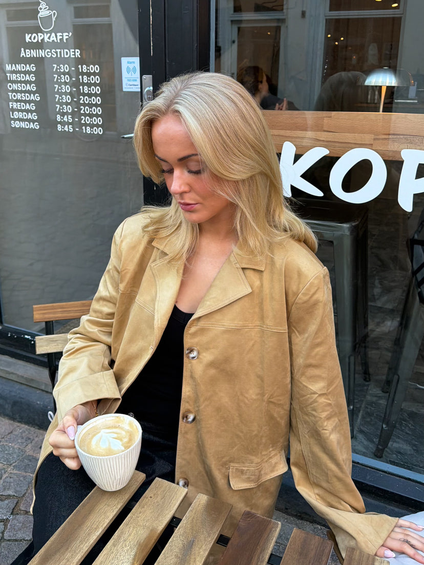 Agnes Faux Suede Blazer - Taupe