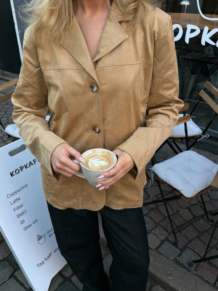 Agnes Faux Suede Blazer - Taupe