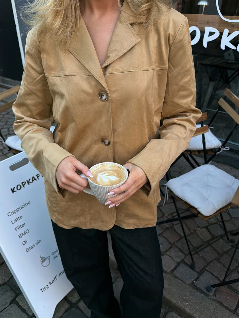 Agnes Faux Suede Blazer - Taupe